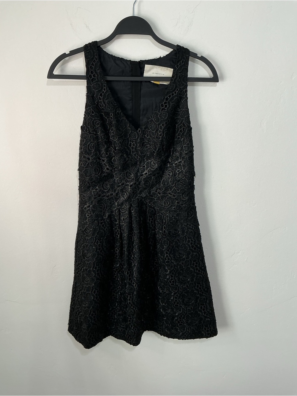 leifsdottir Anthropologie Black Sleeveless Lace Mini Dress